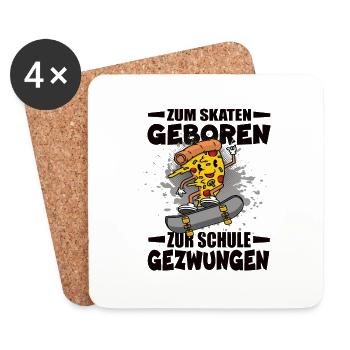 Born to skate, forced to go to school - Coasters (set of 4) - white - Front