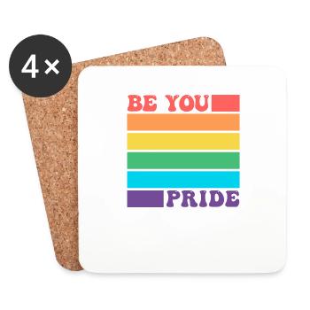 Sei du LGBTQ Schwul Lesbisch Pride Verbündeter Regenbogenflagge - Untersetzer (4er-Set) - Weiß - Vorne