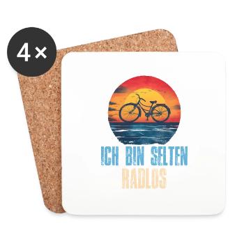 Ich Bin Selten Radlos Fahrrad Rad Retro Sunset - Untersetzer (4er-Set) - Weiß - Vorne
