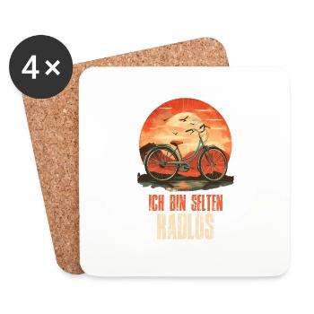 Ich Bin Selten Radlos Fahrrad Rad Retro Sunset - Untersetzer (4er-Set) - Weiß - Vorne