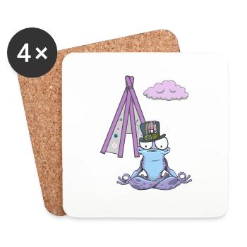 Frog Frogs Hippie Teepee Meditation Meditation - Coasters (set of 4) - white - Front