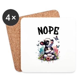 La vache dit non aux garçons et aux filles - Dessous de verre (lot de 4) - blanc - Devant