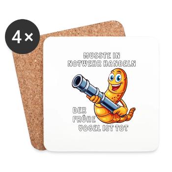 WORM CANNON SELF-DEFENSE EARLY BIRD IS DEAD - Coasters (set of 4) - white - Front
