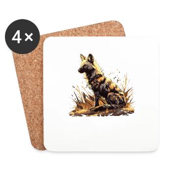 Loups d’Aardwolf - Dessous de verre (lot de 4) - blanc - Devant