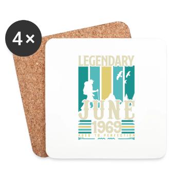 cadeau Anniversaire Juin 1969, Vintage juin 1969. - Dessous de verre (lot de 4) - blanc - Devant
