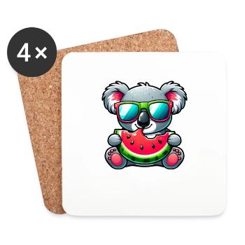 Koala Watermelon Summer Motif - Coasters (set of 4) - white - Front