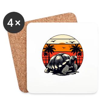 Tortue géante - Dessous de verre (lot de 4) - blanc - Devant