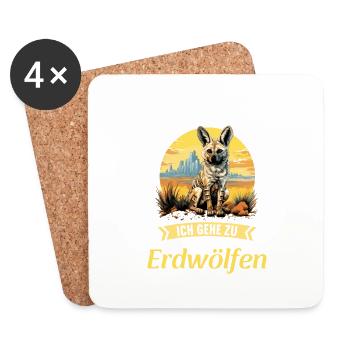 Loups d’Aardwolf - Dessous de verre (lot de 4) - blanc - Devant