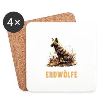Loups d’Aardwolf - Dessous de verre (lot de 4) - blanc - Devant