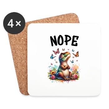 Dinosaure disant non aux garçons et aux filles - Dessous de verre (lot de 4) - blanc - Devant
