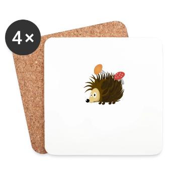 Living On The Hedge Funny Hedgehog With Mushroom - Coasters (set of 4) - white - Front