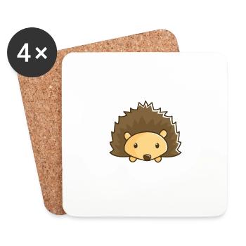 Living On The Hedge T-Shirt Funny Spikey Hedgehog - Coasters (set of 4) - white - Front