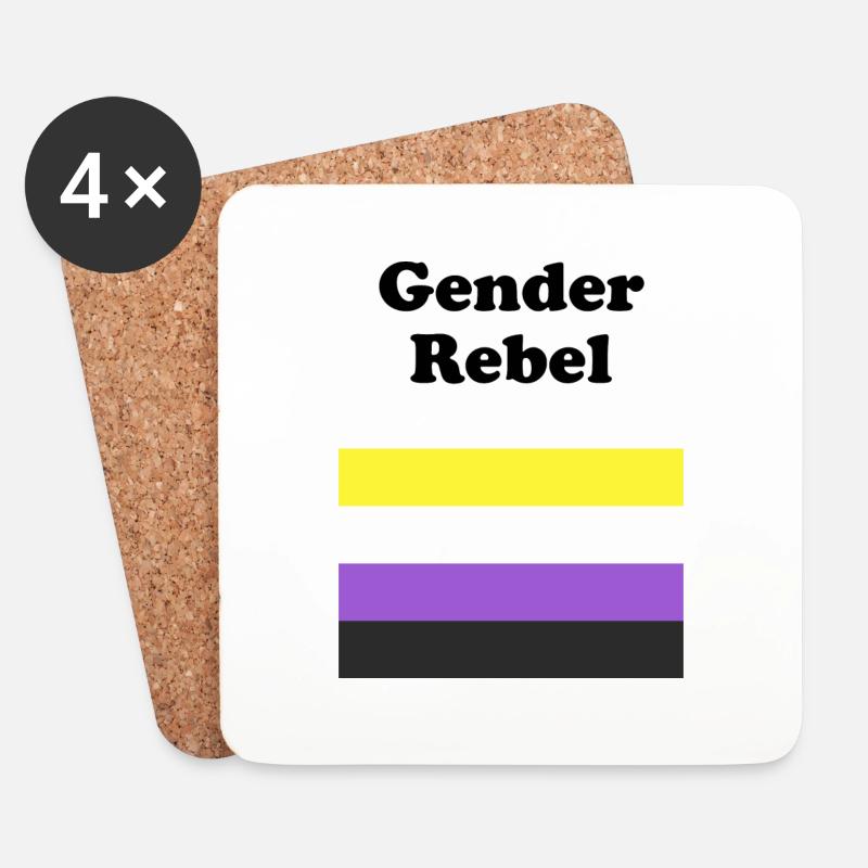 Nicht-binäre Flagge Geschlecht Rebell - Untersetzer (4er-Set) - Weiß