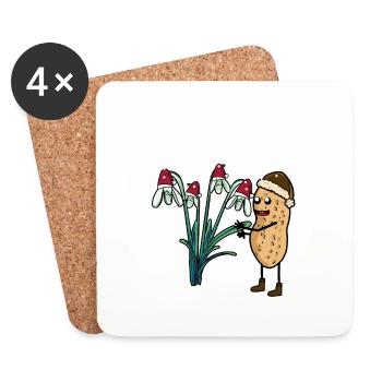 Erdnuss Frühling Schnee Garten Blumen Frost - Untersetzer (4er-Set) - Weiß - Vorne