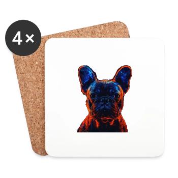 Red and Blue French Bulldog - Untersetzer (4er-Set) - Weiß - Vorne