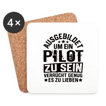 Pilot Flugzeug Piloten Fliegen Flieger Flugsport - Untersetzer (4er-Set) - Weiß - Vorne