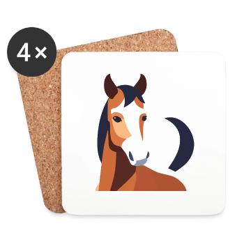 Horse with brown fur - Coasters (set of 4) - white - Front