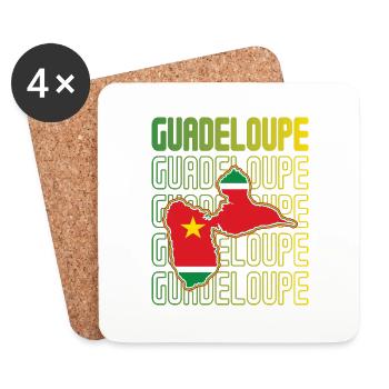 idee cadeau design drapeau de la guadeloupe - Dessous de verre (lot de 4) - blanc - Devant