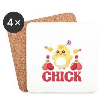 Bowling Chick 21 - Coasters (set of 4) - white - Front