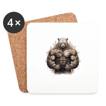 Musculation des muscles de l’ours grizzly - Dessous de verre (lot de 4) - blanc - Devant