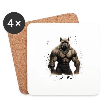 Chien Pit Muscles Musculation Bête - Dessous de verre (lot de 4) - blanc - Devant
