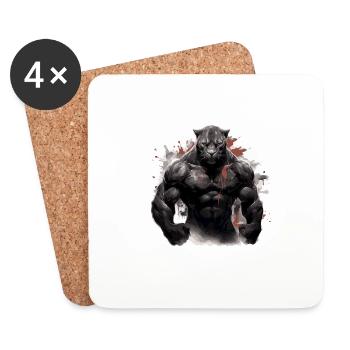 Muscle léopard Bodybuilding Beast - Dessous de verre (lot de 4) - blanc - Devant
