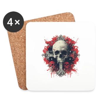 Skull Cross - Untersetzer (4er-Set) - Weiß - Vorne