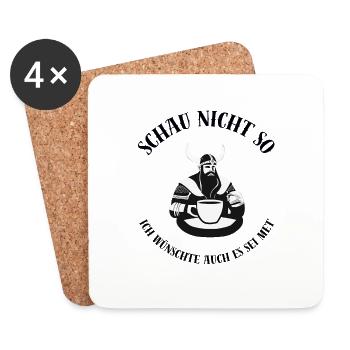 Kaffee statt Met lustiges Wikinger Design - Untersetzer (4er-Set) - Weiß - Vorne