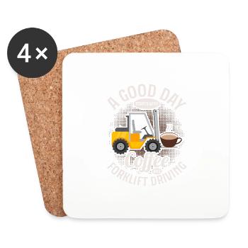 A Good Day Starts With Coffee And Forklift Driving - Untersetzer (4er-Set) - Weiß - Vorne