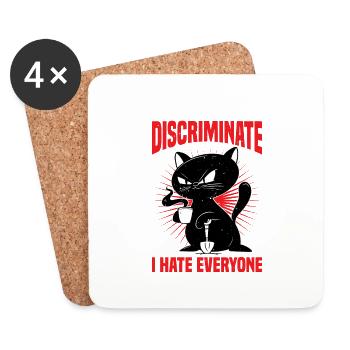 I Don't Discriminate I Hate Everyone 26 - Untersetzer (4er-Set) - Weiß - Vorne