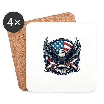 America Eagles Independence Day Stars and Stripes - Coasters (set of 4) - white - Front