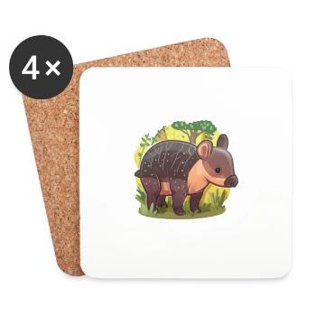 Cute Mountain Tapir Illustration - Adorable Animal - Coasters (set of 4) - white - Front