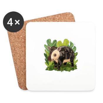 Cute Mountain Tapir Illustration - Adorable Animal - Coasters (set of 4) - white - Front