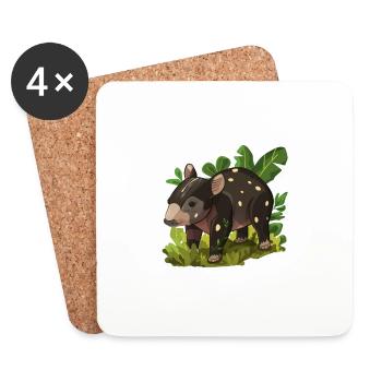 Niedliche Bergtapir-Illustration - Entzückendes Tier - Untersetzer (4er-Set) - Weiß - Vorne