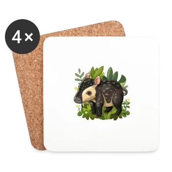 Cute Mountain Tapir Illustration - Adorable Animal - Coasters (set of 4) - white - Front
