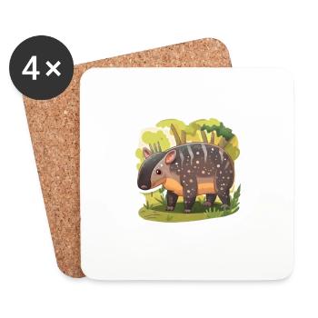 Cute Mountain Tapir Illustration - Adorable Animal - Coasters (set of 4) - white - Front