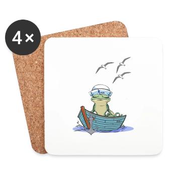 frog sailor sailor boat toad frogs - Coasters (set of 4) - white - Front