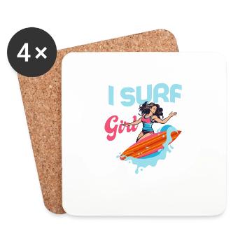 I Surf Like A Girl Try To Keep Up Surfing Surfer S - Untersetzer (4er-Set) - Weiß - Vorne