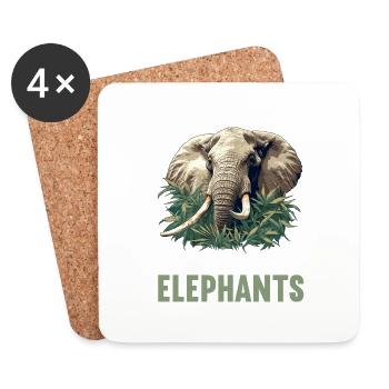 Elefanten Elefant - Untersetzer (4er-Set) - Weiß - Vorne