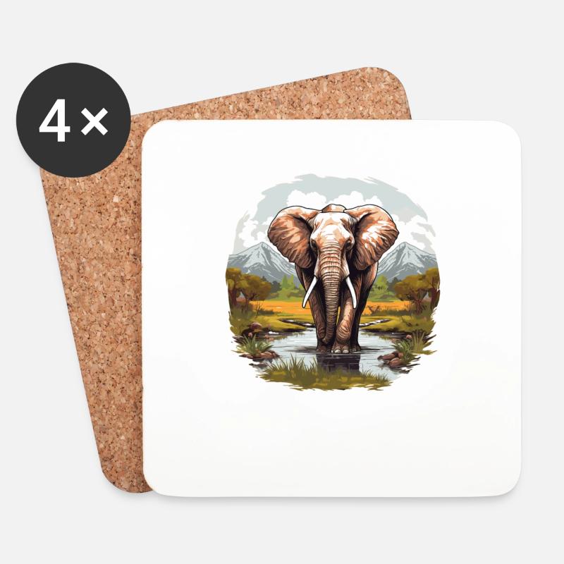Elefanten Elefant - Untersetzer (4er-Set) - Weiß