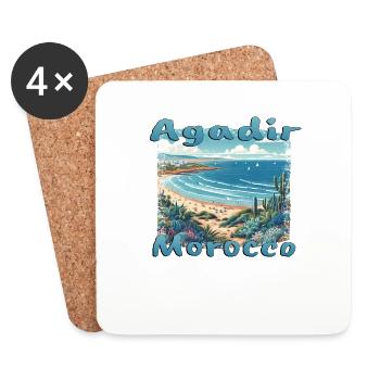 Agadir Maroc Plage Palmiers Nature Vacances - Dessous de verre (lot de 4) - blanc - Devant