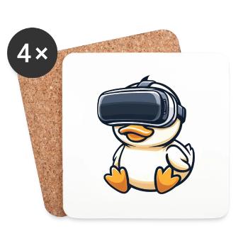 Ente Erpel VR Virtual Reality Gamer Zocker Süß - Untersetzer (4er-Set) - Weiß - Vorne