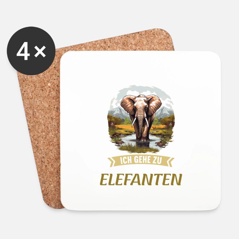 Elefanten Elefant - Untersetzer (4er-Set) - Weiß