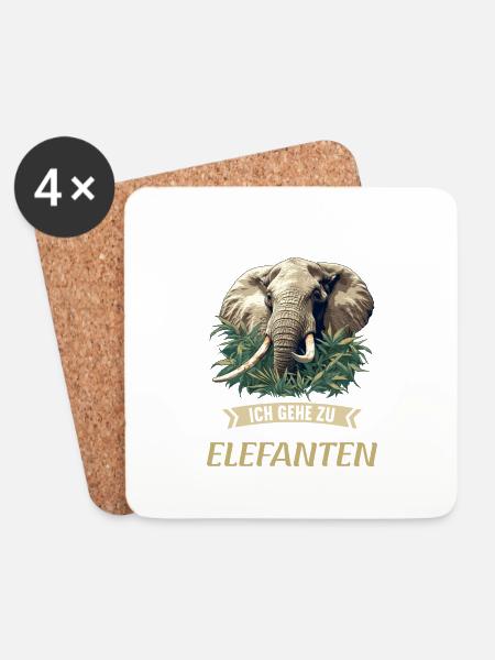 Elefanten Elefant - Untersetzer (4er-Set) - Weiß