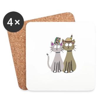 Cats, Cat, Hippie, Wild West, Kitten, Child - Coasters (set of 4) - white - Front