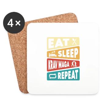 Eat Sleep Krav Maga Repeat Training Martial Arts - Coasters (set of 4) - white - Front
