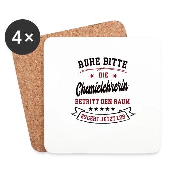 Ruhe Bitte Die Chemielehrerin Betritt Den Raum - Untersetzer (4er-Set) - Weiß - Vorne