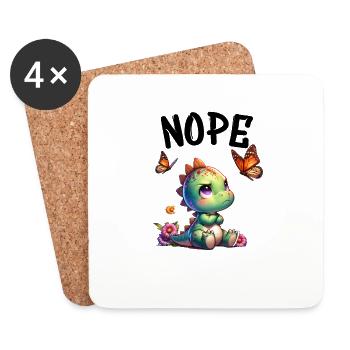Dinosaure disant non aux garçons et aux filles - Dessous de verre (lot de 4) - blanc - Devant