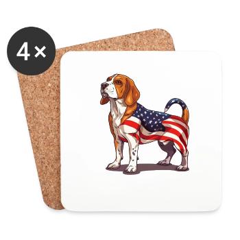 Beagle Dog 4th of July American Flag Beagle Gifts - Coasters (set of 4) - white - Front