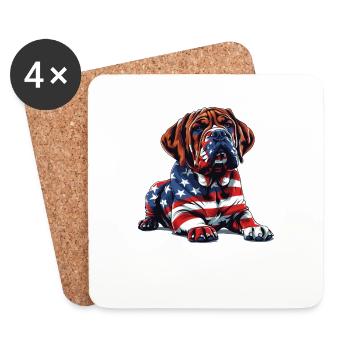 Bullmastiff Chien 4 juillet Drapeau américain Cadeaux - Dessous de verre (lot de 4) - blanc - Devant